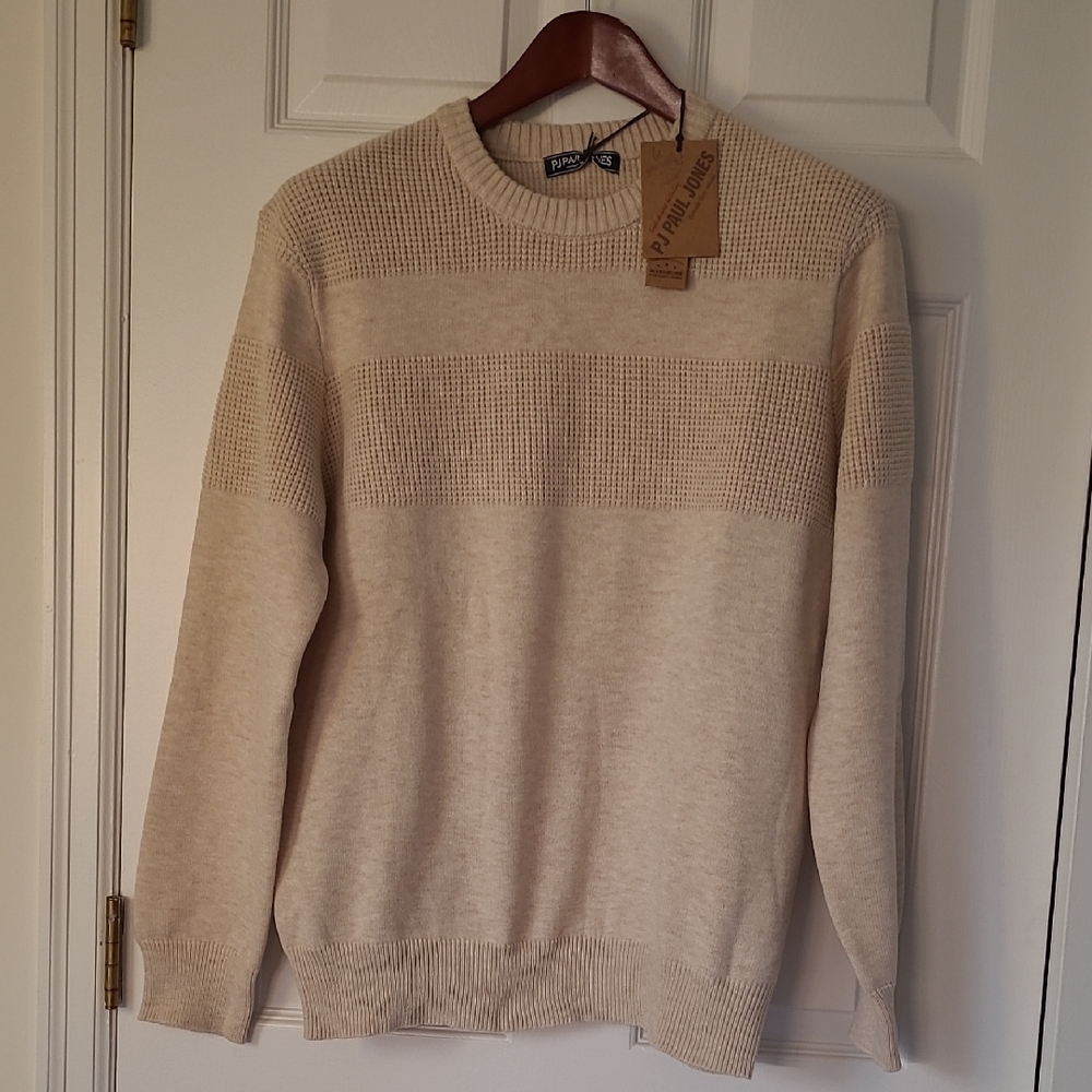 PJ Paul Jones Men's Beige Crewneck Sweater